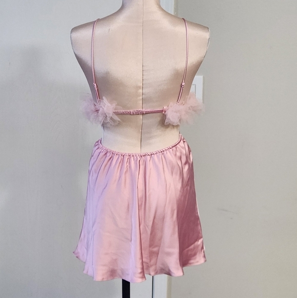 New!For Love And Lemons Pink Floral Trim Slip‎ Dress - Picture 9 of 16